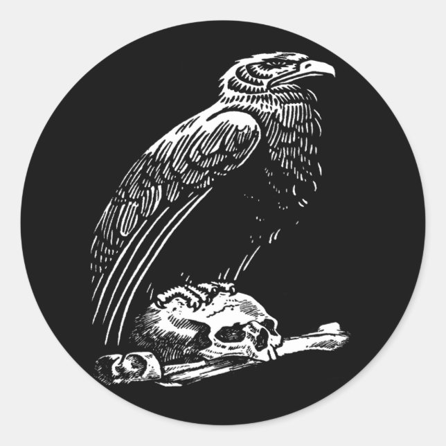 Raven Skull Sticker (Vorderseite)