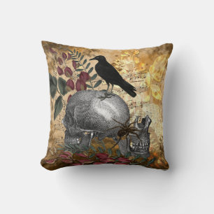 Raven Skull Vintag Kissen