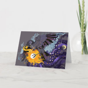 Raven Sky Folklore Grußkarte Karte