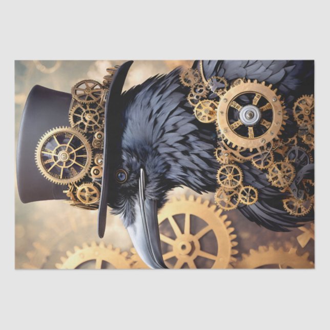 Raven Steampunk Art Seidenpapier (Vorderseite)