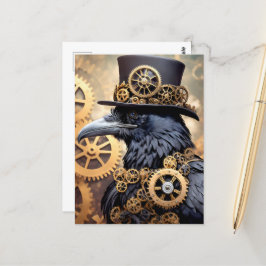 Raven Steampunk Gears Art Postkarte