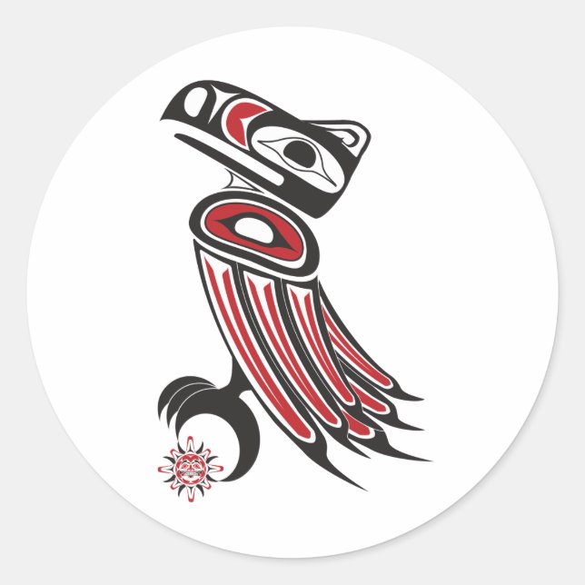 Raven stiehlt die Sonne Runder Aufkleber (Vorderseite)