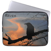 Raven Sunset Tree and Clouds