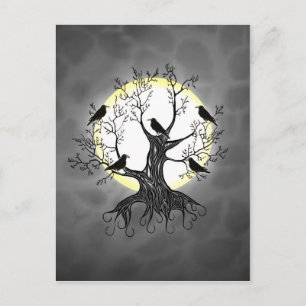 Raven Tree with Moon Postkarte