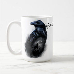 Raven und Wolf, die auf dem Mond heulen Kaffeetasse