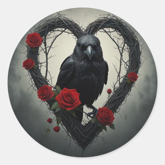 Raven Valentine's Runder Aufkleber (Vorderseite)