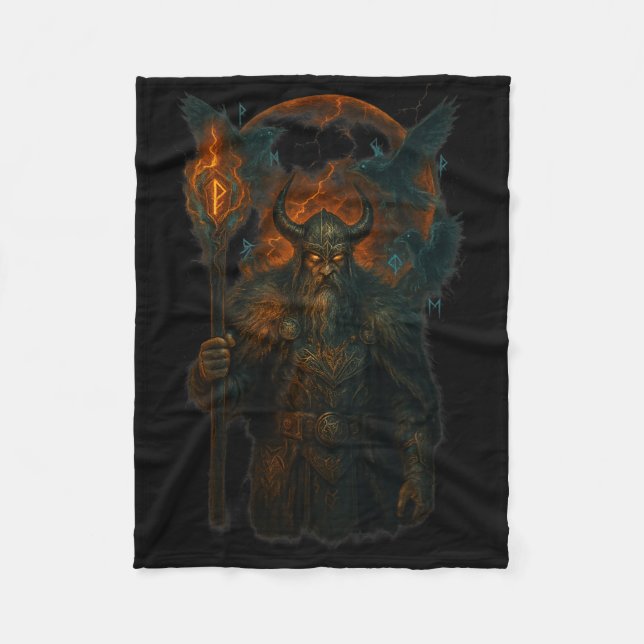 Raven Viking Halloween Design Norse Sorcermoon Fleecedecke (Vorderseite)