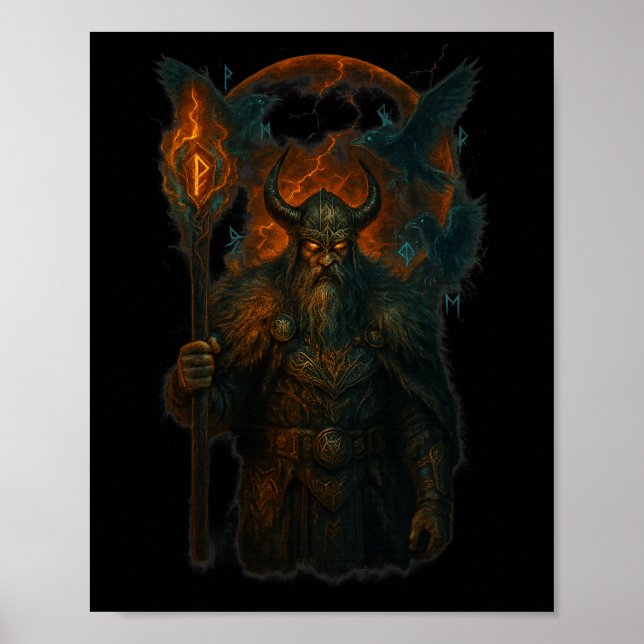 Raven Viking Halloween Design Norse Sorcermoon Poster (Vorne)