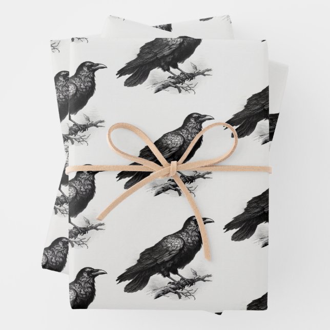 Raven Vintag Illustration Geschenkpapier Set (Beispiel)