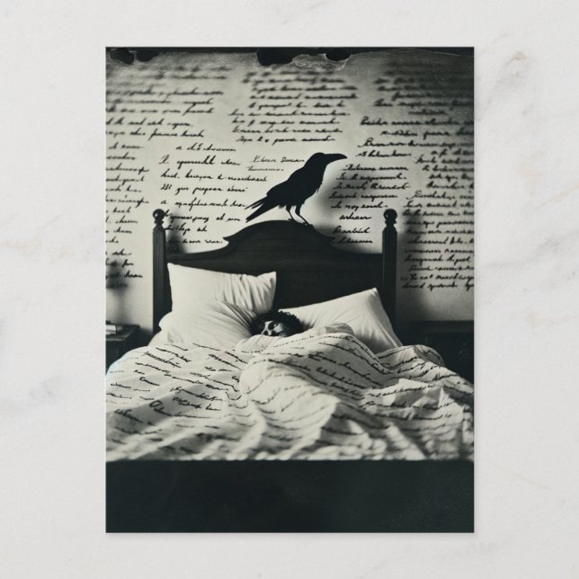 Raven Watches über Poe Asleep Postkarte (Vorderseite)