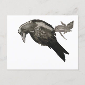Raven Watercolor Postcard Postkarte