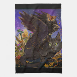 Raven Winged Autumn Magic Cat Geschirrtuch