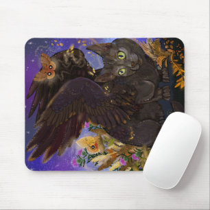 Raven Winged Autumn Magic Cat Mousepad