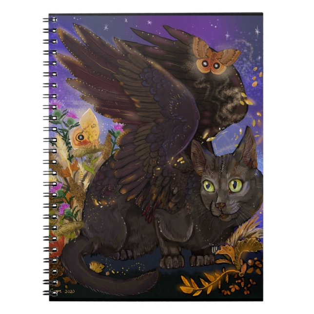 Raven Winged Autumn Magic Cat Notizblock (Vorderseite)