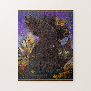 Raven Winged Autumn Magic Cat Puzzle