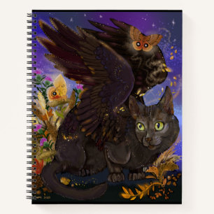 Raven Winged Autumn Magic Cat Sketchbook Notizbuch