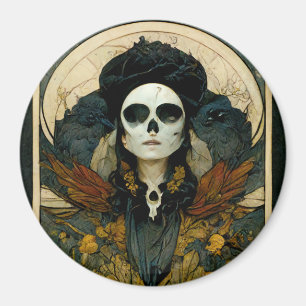 Raven Witch Fantasy Horror Goth Gothic Magnet