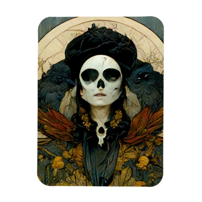 Raven Witch Fantasy Horror Goth Gothic Magnet (Vertikal)