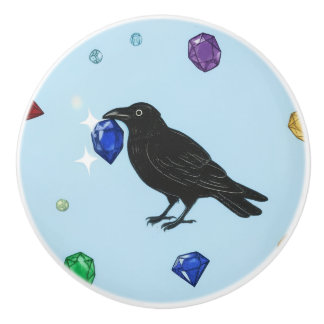 Raven with jewel door pull keramikknauf