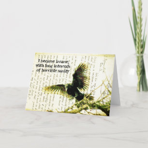 Raven With Poe Quote and Handwritting Karte