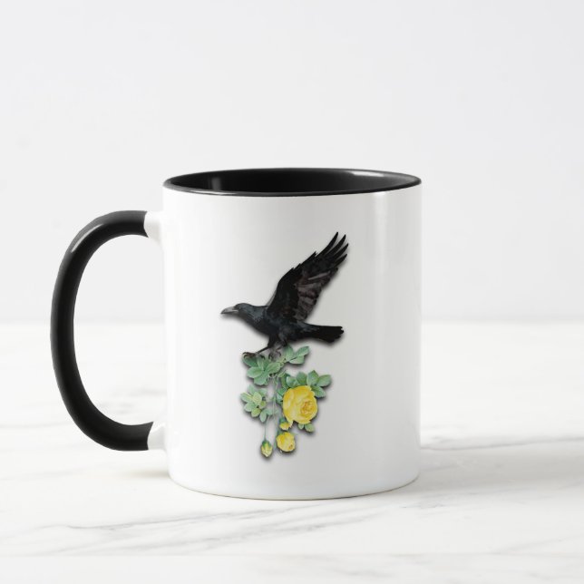 Raven with Yellow Rose Tasse (Links)