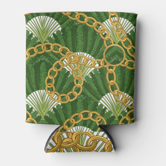 Ravenala & Gold Chains: Vintage Eleganz Dosenkühler (Vorderseite)