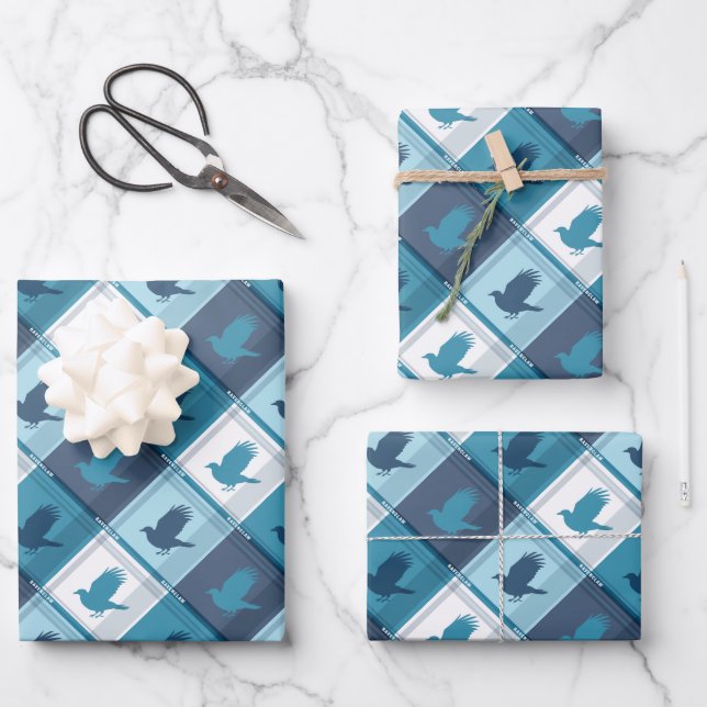 RAVENCLAW™ Tartan Kariertes Muster Geschenkpapier Set (Vorderseite)
