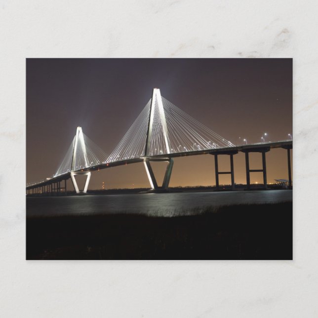 Ravenel Bridge bei Nacht Postkarte (Vorderseite)
