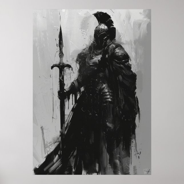 Ravenn Warrior in Heavy Black Plate Armor Poster (Vorne)