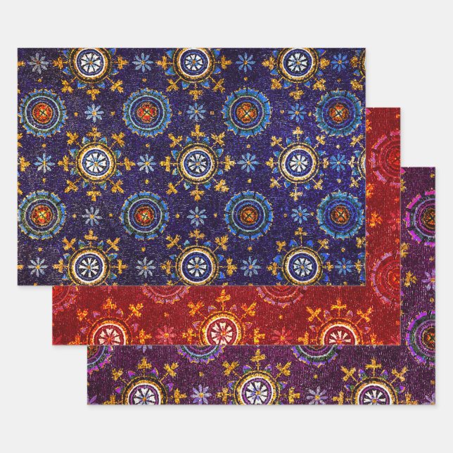 RAVENNA BYZANTINE MOSAICS, STERNE, BLAUE STARRY NI GESCHENKPAPIER SET (Set)