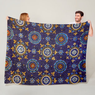 RAVENNA BYZANTINISCHE MOSAIKE,STERNE,BLAUE STERNEN FLEECEDECKE