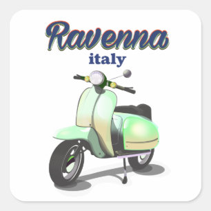 Ravenna Italien Vintage-Reiseposter Quadratischer Aufkleber