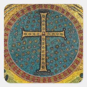 Ravenna Mosaic Cross Quadratischer Aufkleber