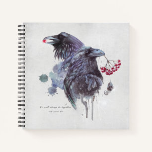Ravens Berries Watercolor Splash Hintergrund Notizbuch