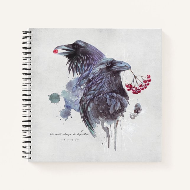 Ravens Berries Watercolor Splash Hintergrund Notizbuch (Vorderseite)