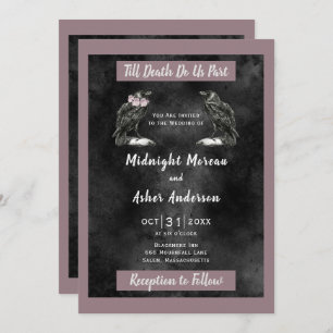 Ravens Birds bis Tod tun uns Teil Schwarz Lila Einladung