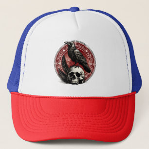 Ravens Black Crow and Skull Witchcraft Occult Truckerkappe