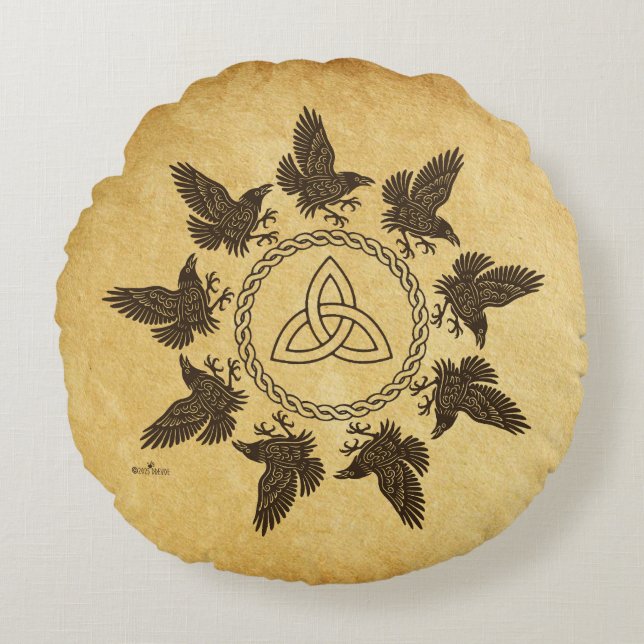 Ravens Circle Dance Rundes Kissen (Vorderseite)