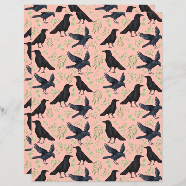 Ravens Goth Halloween Scrapbook Paper von Orange (Vorne/Hinten)