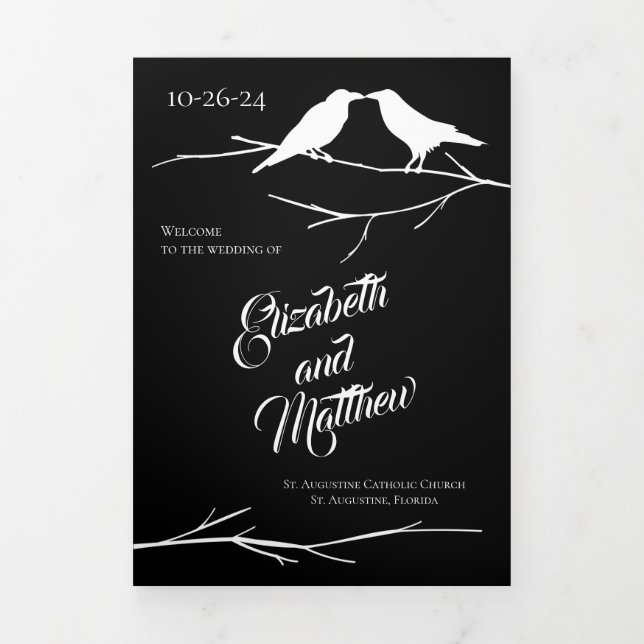Ravens Gothic Wedding Dreifach-gefaltete Programmkarte (Cover)