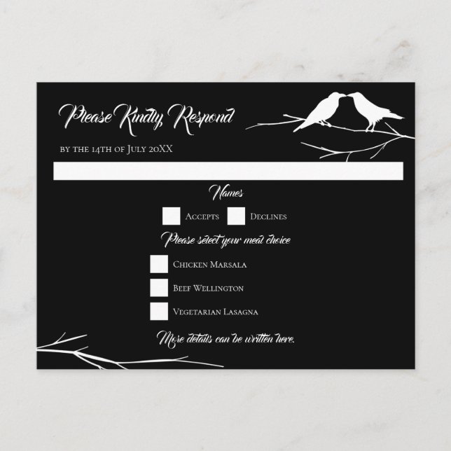 Ravens Gothic Wedding Repcard Feiertagspostkarte (Vorderseite)