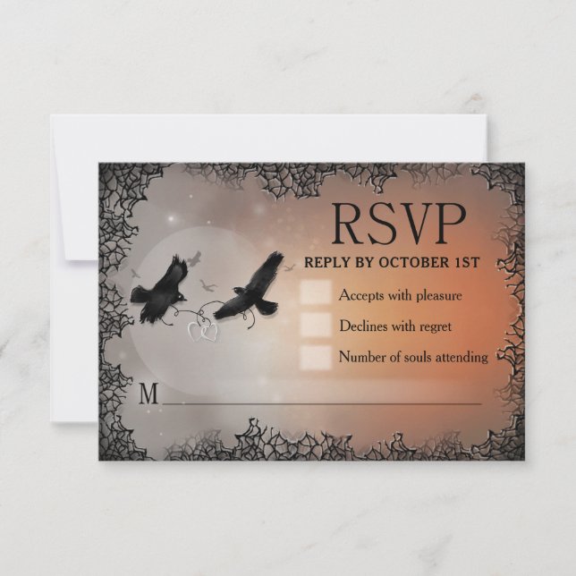 Ravens Halloween UAWG 3.5x5 passende Antwortkarte RSVP Karte (Vorderseite)