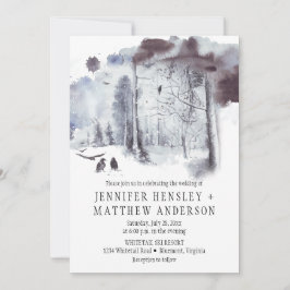Ravens in der schneebedeckten Waldhochzeit| Einladung