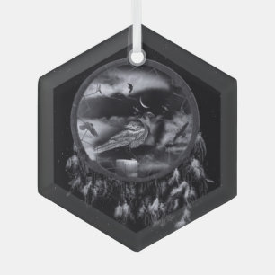 Ravens in Dreamcatcher Ornament Aus Glas
