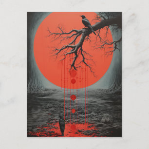 Ravens in Schwarz und Rot Postkarte