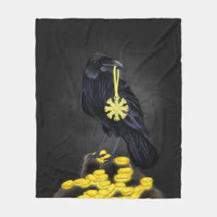 Raven's Rune: Aegishjalmur Magie auf schwarzem Ste Fleecedecke