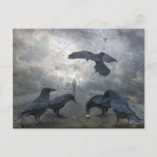 Ravens spielen mit verlorener Zeit Postkarte (Vorderseite)