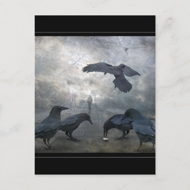 Ravens spielen mit verlorener Zeit Postkarte (Vorderseite)