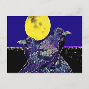 Ravens Spooky Moon @ by Sharles Postkarte