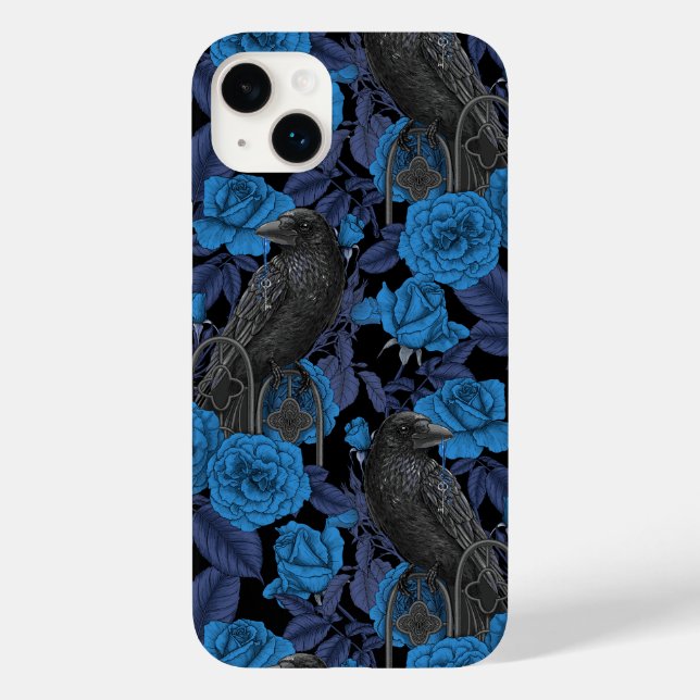 Ravens und blaue Rose Case-Mate iPhone Hülle (Rückseite)